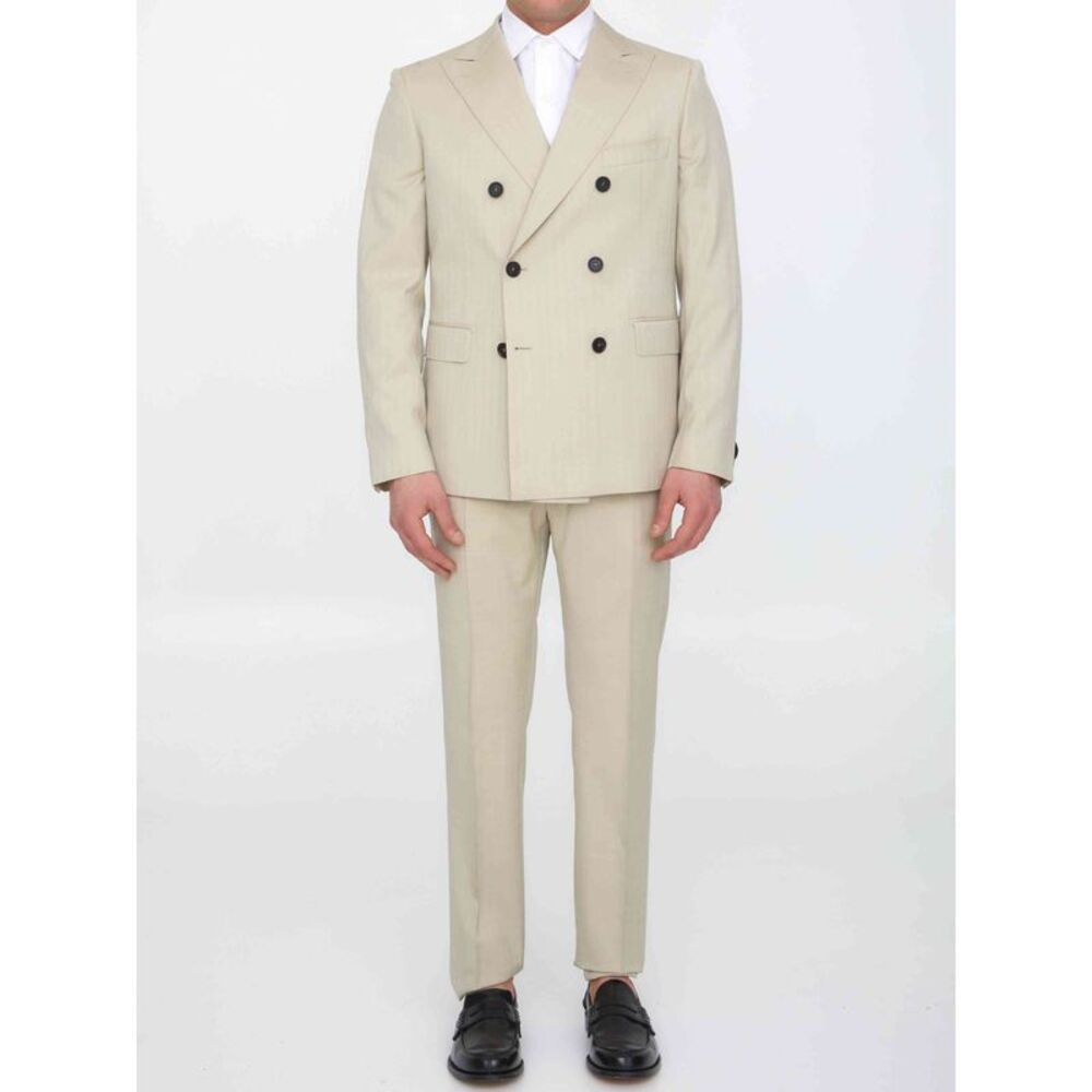 Tonello Men Sand-Colored Wool Two-Piece Suit